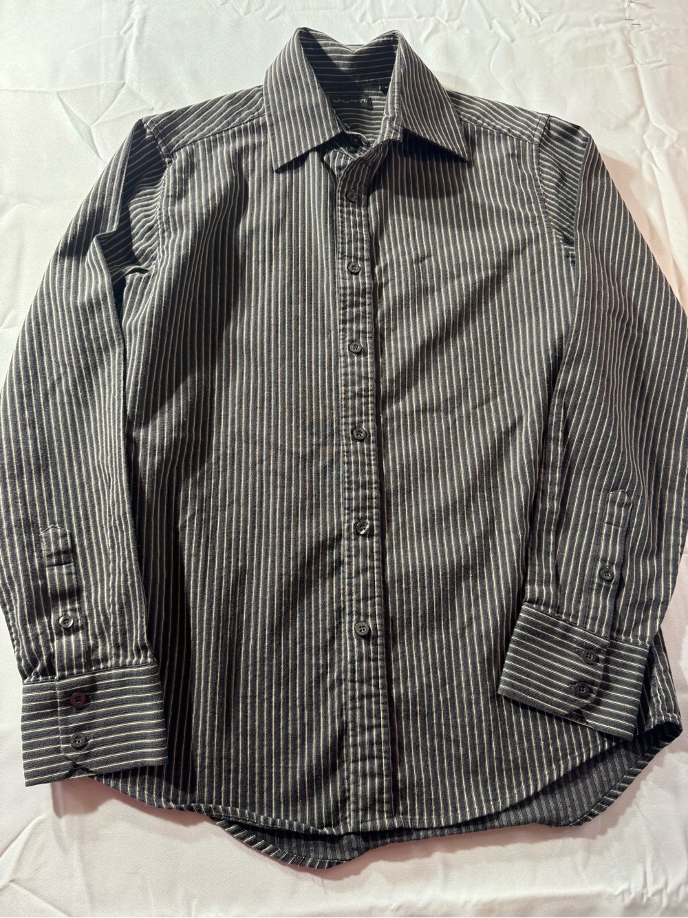 Men's Small Black and White Striped Dress Shirt